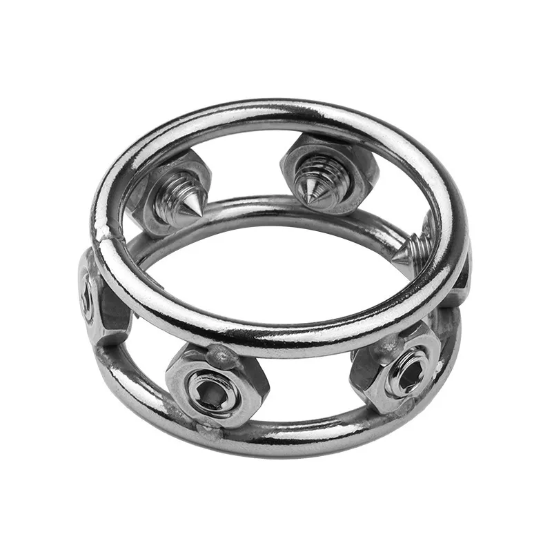 MenSteel Cockring en métal avec Pics Spikes Steel